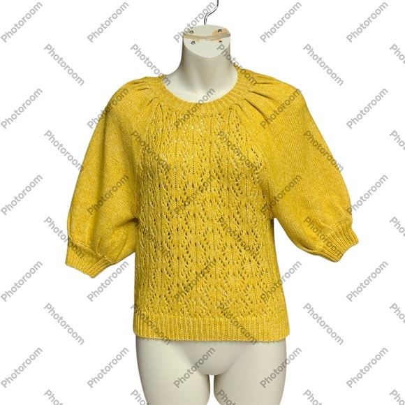 BB Dakota Steve Madden XS Women's  balloon sleeve sweater dark yellow - Picture 1 of 7